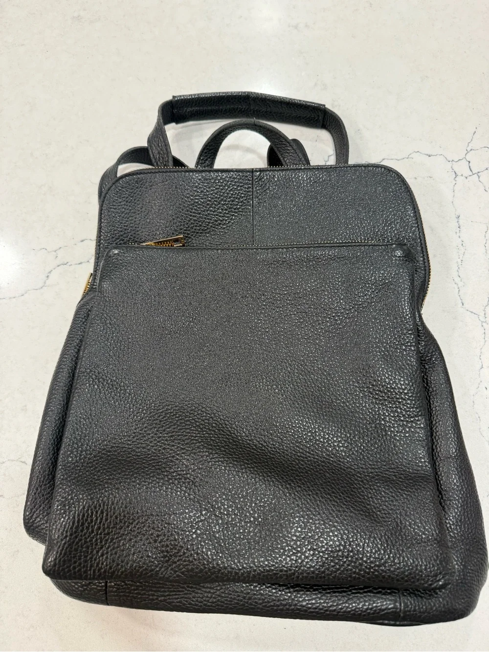 Borse In Pella Black Soft Italian Leather Convertible Luxury Backpack Bag